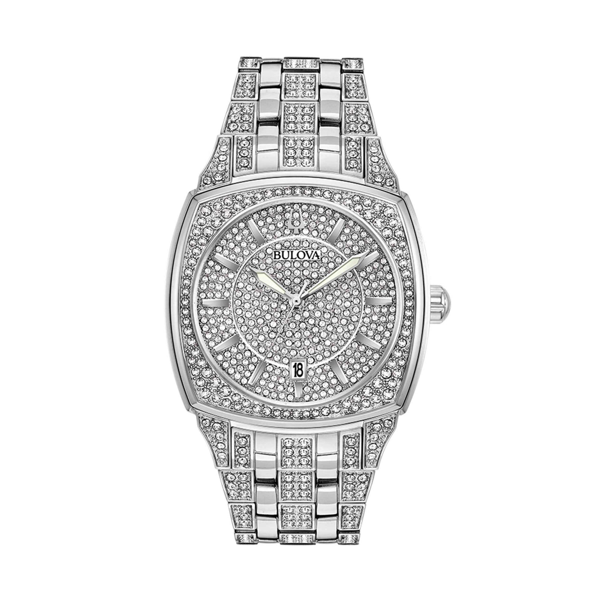 Bulova Men's Phantom Stainless Steel Watch with White Metal Band