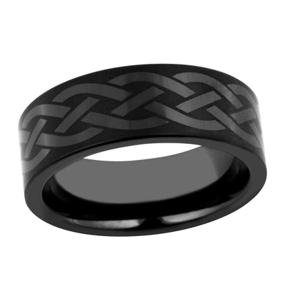 Mens Black Ceramic Wedding Ring front view
