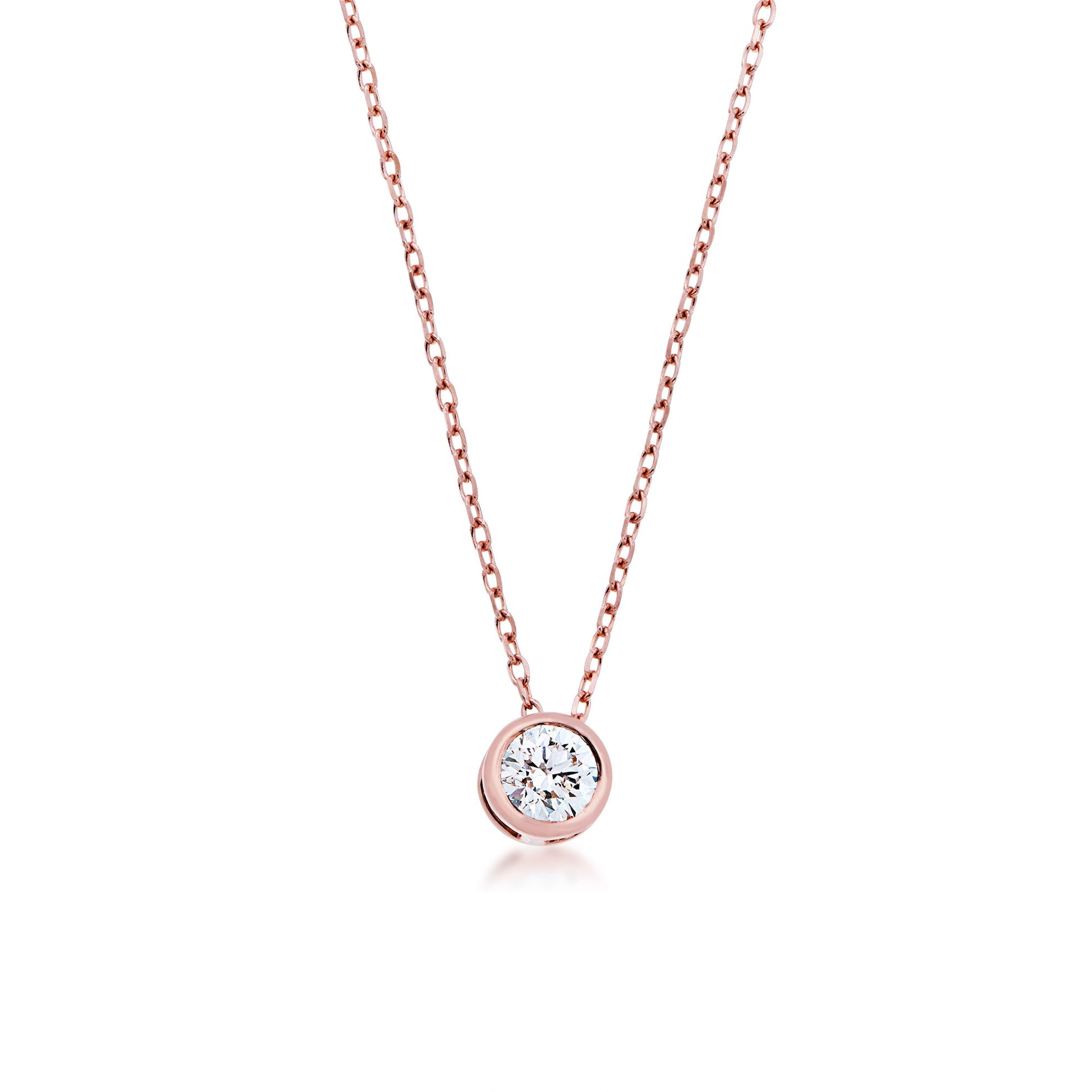 1/4 ct. tw. Round Sliding Bezel Set Diamond Pendant in 14K Pink Gold