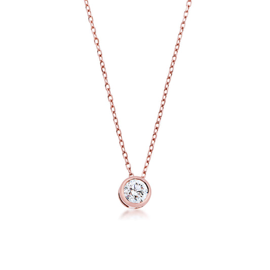 1/4 ct. tw. Round Sliding Bezel Set Diamond Pendant in 14K Pink Gold