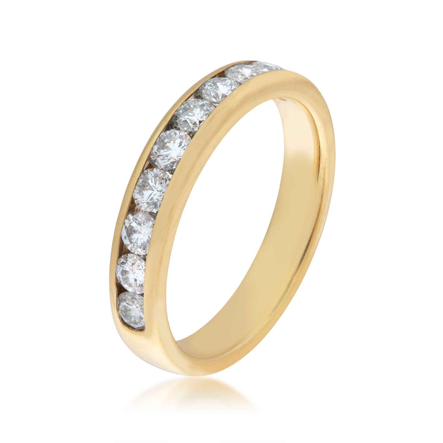 3/4 ct. tw. Round Channel Set Diamond Anniversary Band in 14K Yellow Gold front view