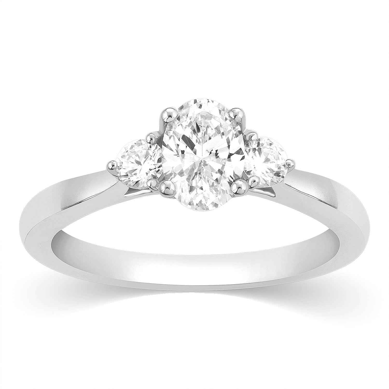 3/4 ct. tw 3 Stone Diamond Engagement Ring in 14K White Gold