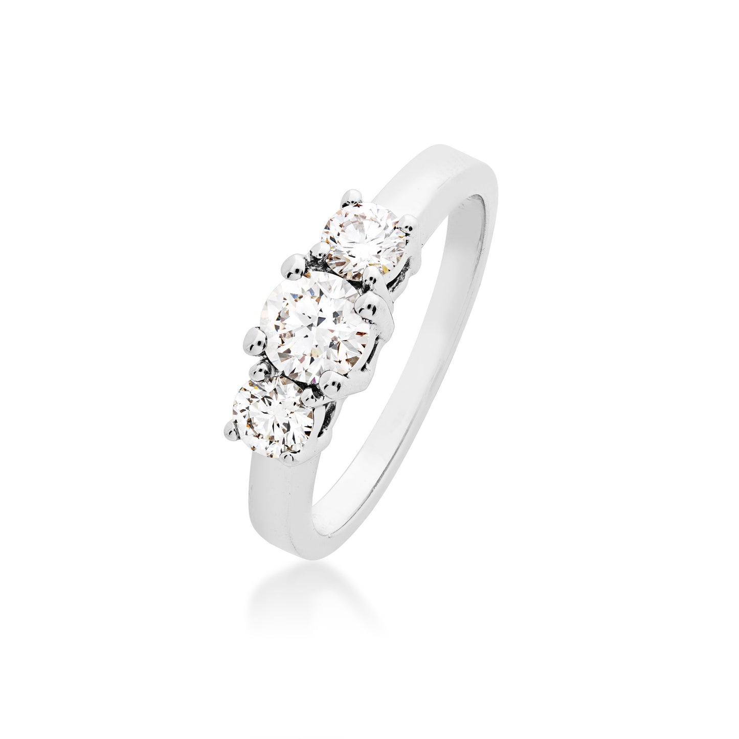 7/8 ct. tw. Round Brilliant 3-Stone Diamond Anniversary Ring in 14K White Gold front view
