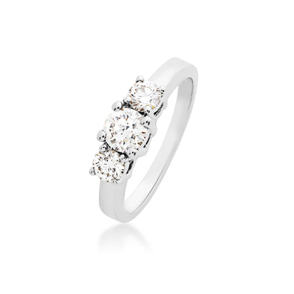 7/8 ct. tw. Round Brilliant 3-Stone Diamond Anniversary Ring in 14K White Gold front view