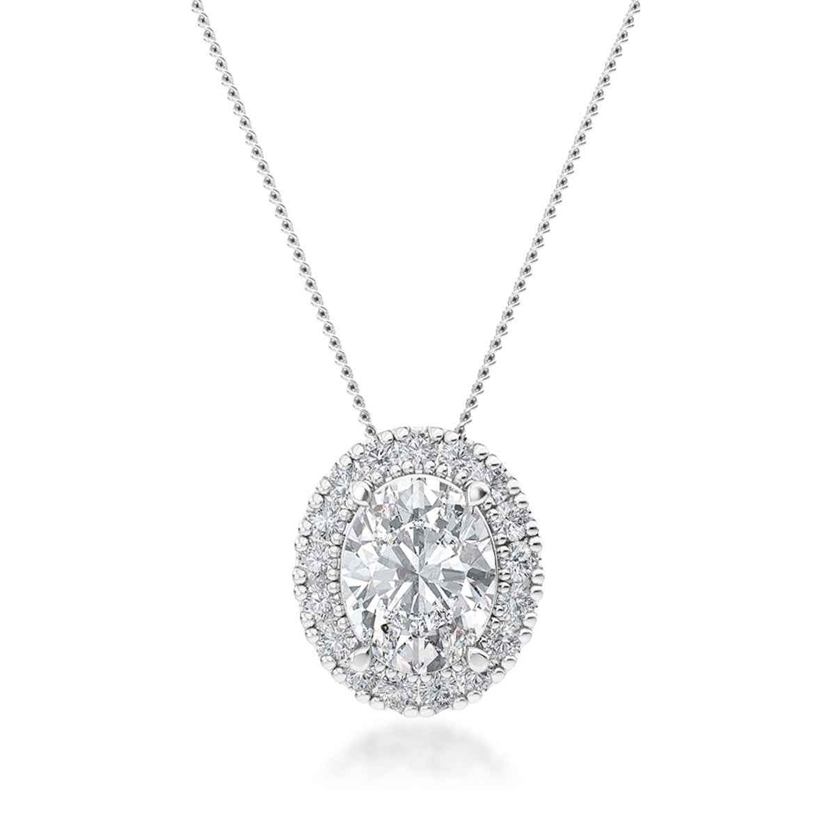 Adamante 1 ct. tw. Lab-Grown Diamond Halo Pendant in 10K White Gold