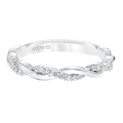 ArtCarved Contemporary 1/5 ct. tw. Diamond and Gold Twisted Wedding Band in 14K White Gold