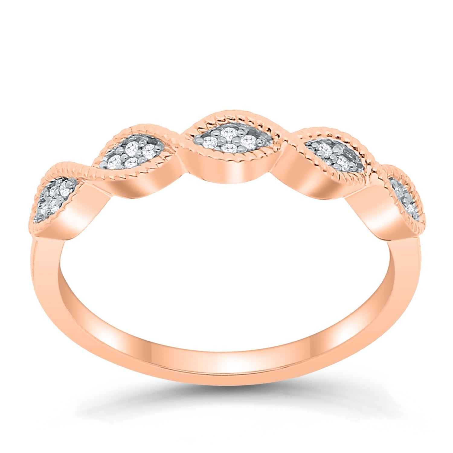 .06 ct. tw. Diamond Scalloped Stackable Ring in 10K Pink Gold