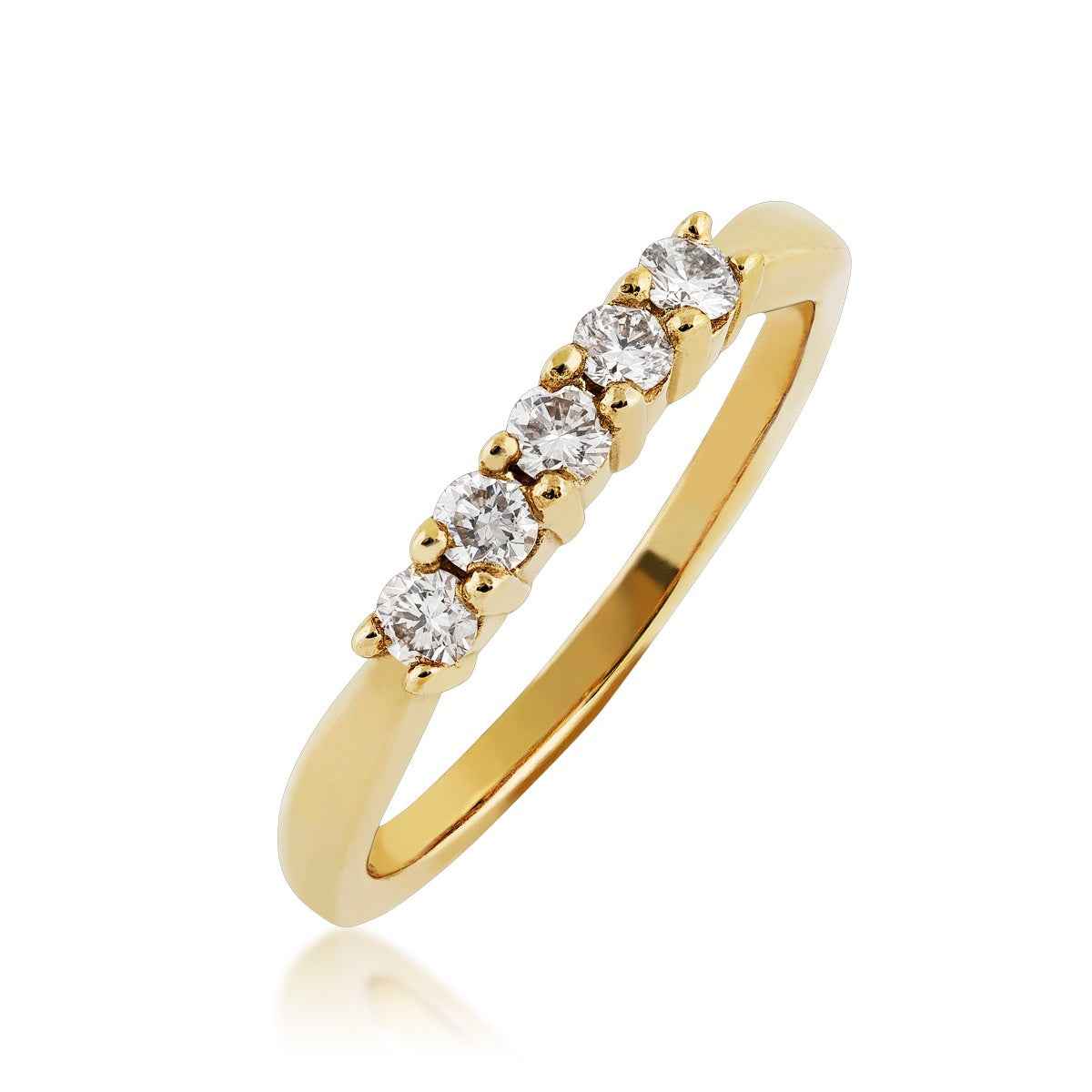 1/4 ct. tw. Round Brilliant Diamond 5-Stone Anniversary Band in 14K Yellow Gold front view