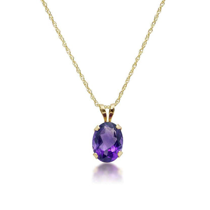 Oval Amethyst Pendant and Earring Set in 10K Yellow Gold front view