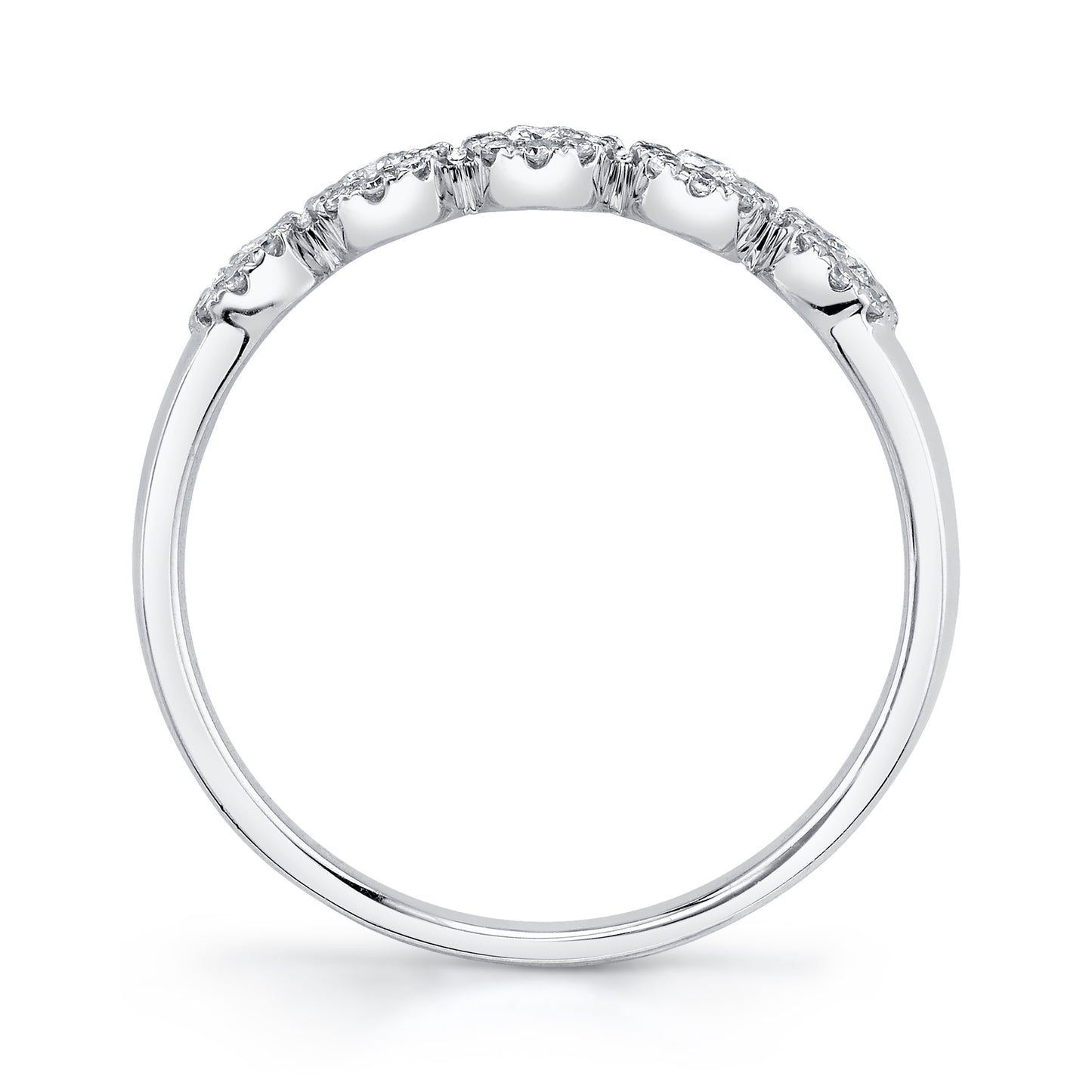 Shy Creation 3/8 ct. tw. Round Brilliant Diamond Cluster Halo Fashion Ring in 14K White Gold side profile