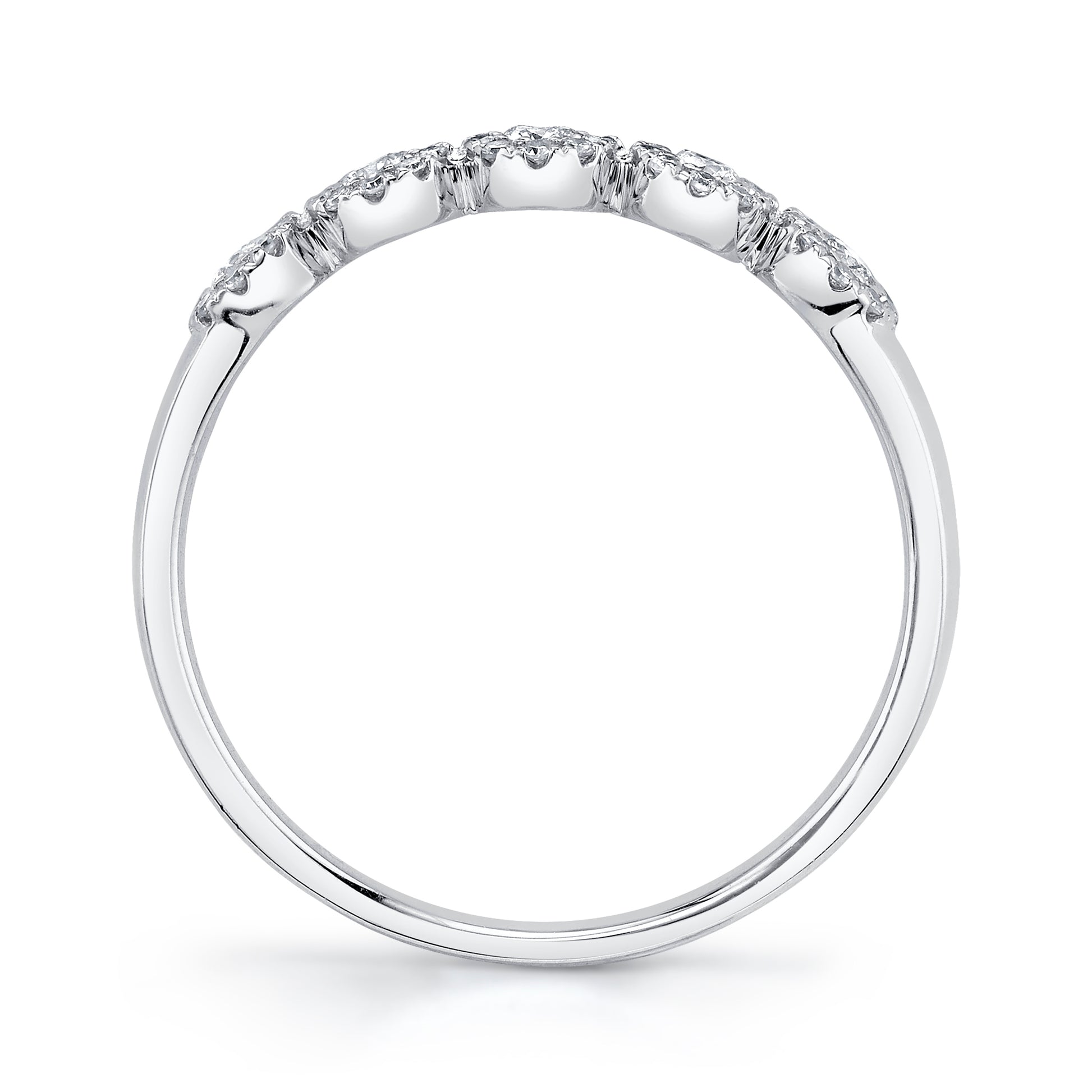 Shy Creation 3/8 ct. tw. Round Brilliant Diamond Cluster Halo Fashion Ring in 14K White Gold side profile