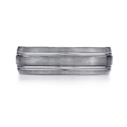 BENCHMARK Mens 7MM Tungsten Wedding Band with Satin Finished Details