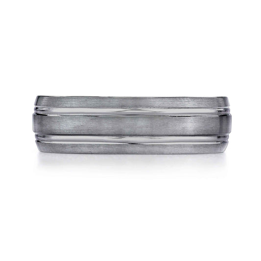BENCHMARK Mens 7MM Tungsten Wedding Band with Satin Finished Details
