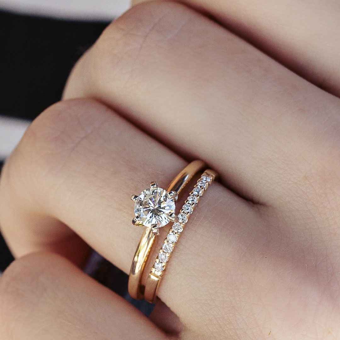 3/4 ct. tw. Round Brilliant Diamond Solitaire Engagement Ring in 14K Yellow Gold - S 1475DN close-up detail