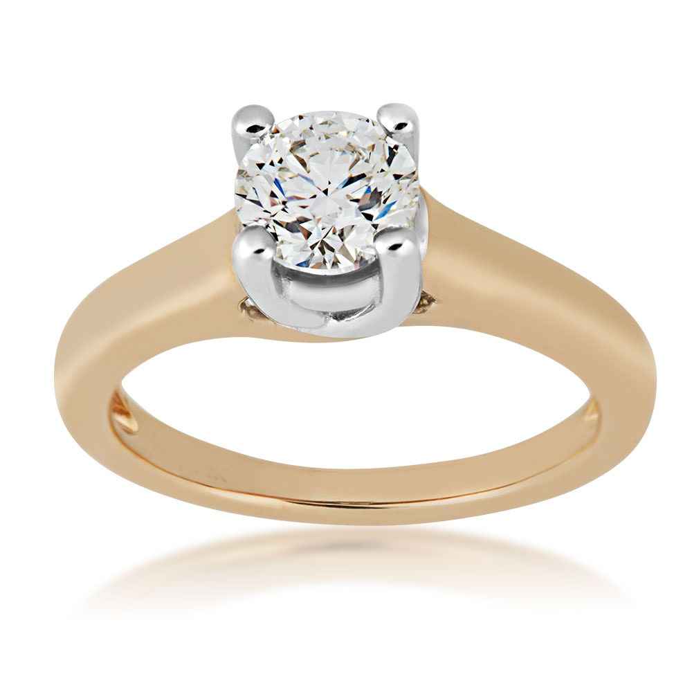 Noventa 1 ct. tw. Round Diamond Solitaire Engagement Ring in 14K Yellow Gold