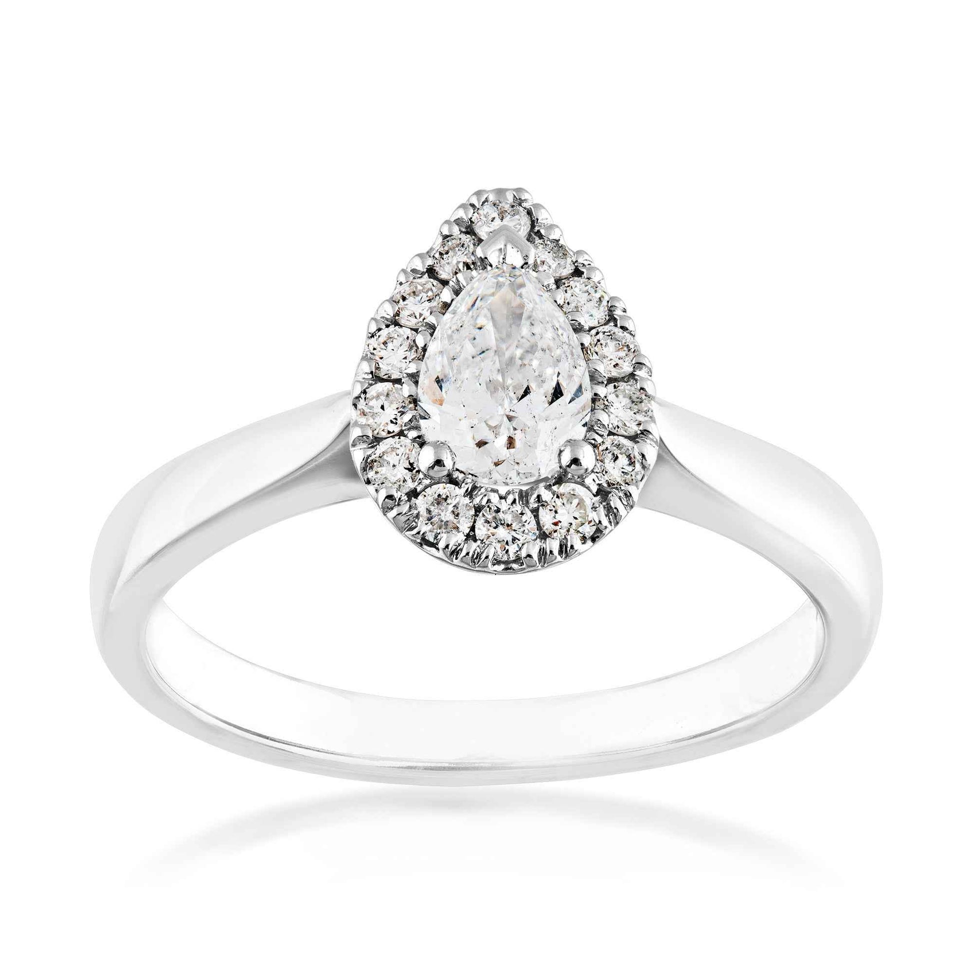 Amaura 3/4 ct. tw. Pear Diamond Halo Engagement Ring in 14K White Gold