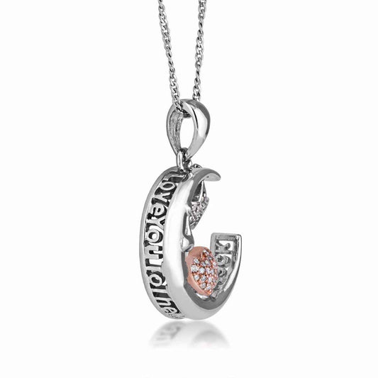 1/10 ct. tw. Diamond Love You To The Moon & Back Pendant in Sterling Silver front view