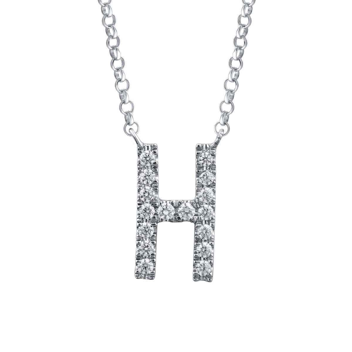1/10 ct. tw. Diamond Letter H 10mm Pendant in 10K White Gold