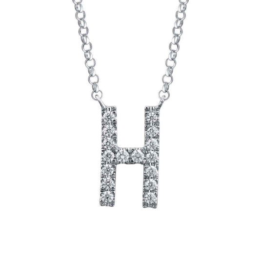 1/10 ct. tw. Diamond Letter H 10mm Pendant in 10K White Gold