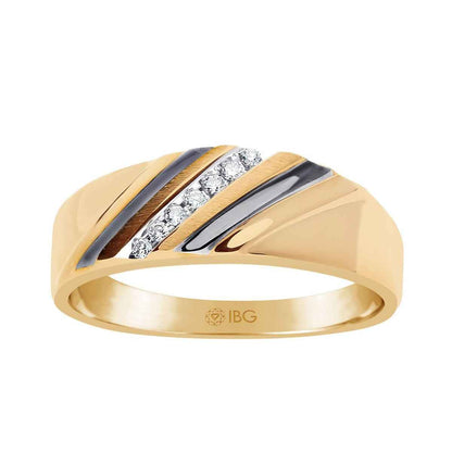 .07 ct. tw. Men's Diamond Wedding Band in 10K Yellow Gold with Black Rhodium