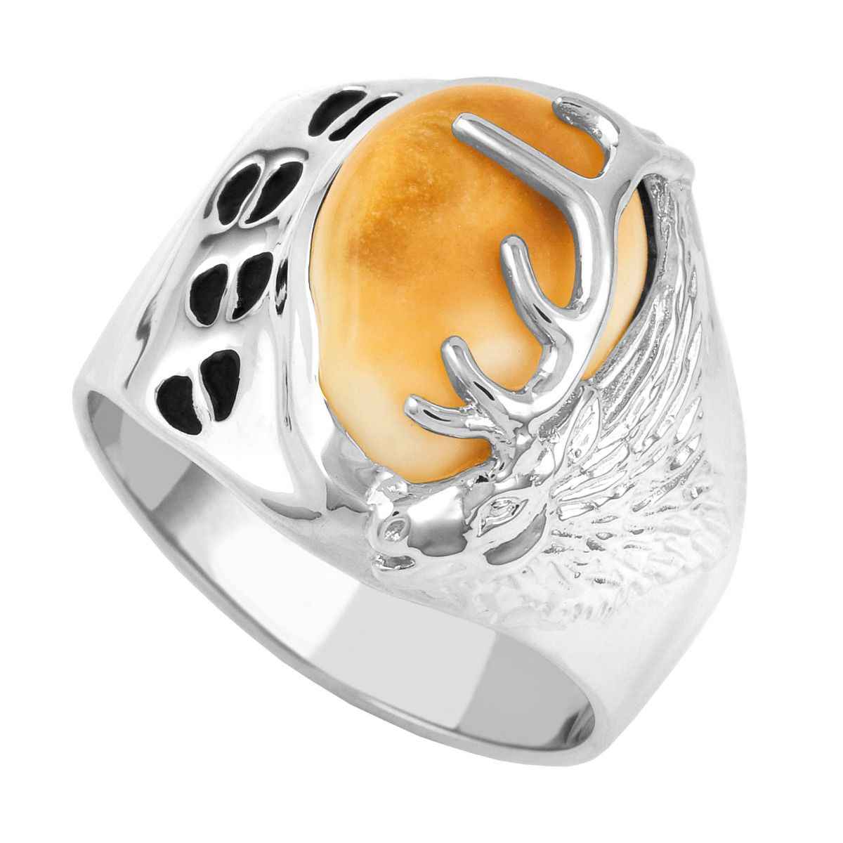 Men's Elk Ivory Ring in 14K White Gold - I41788W Tracker