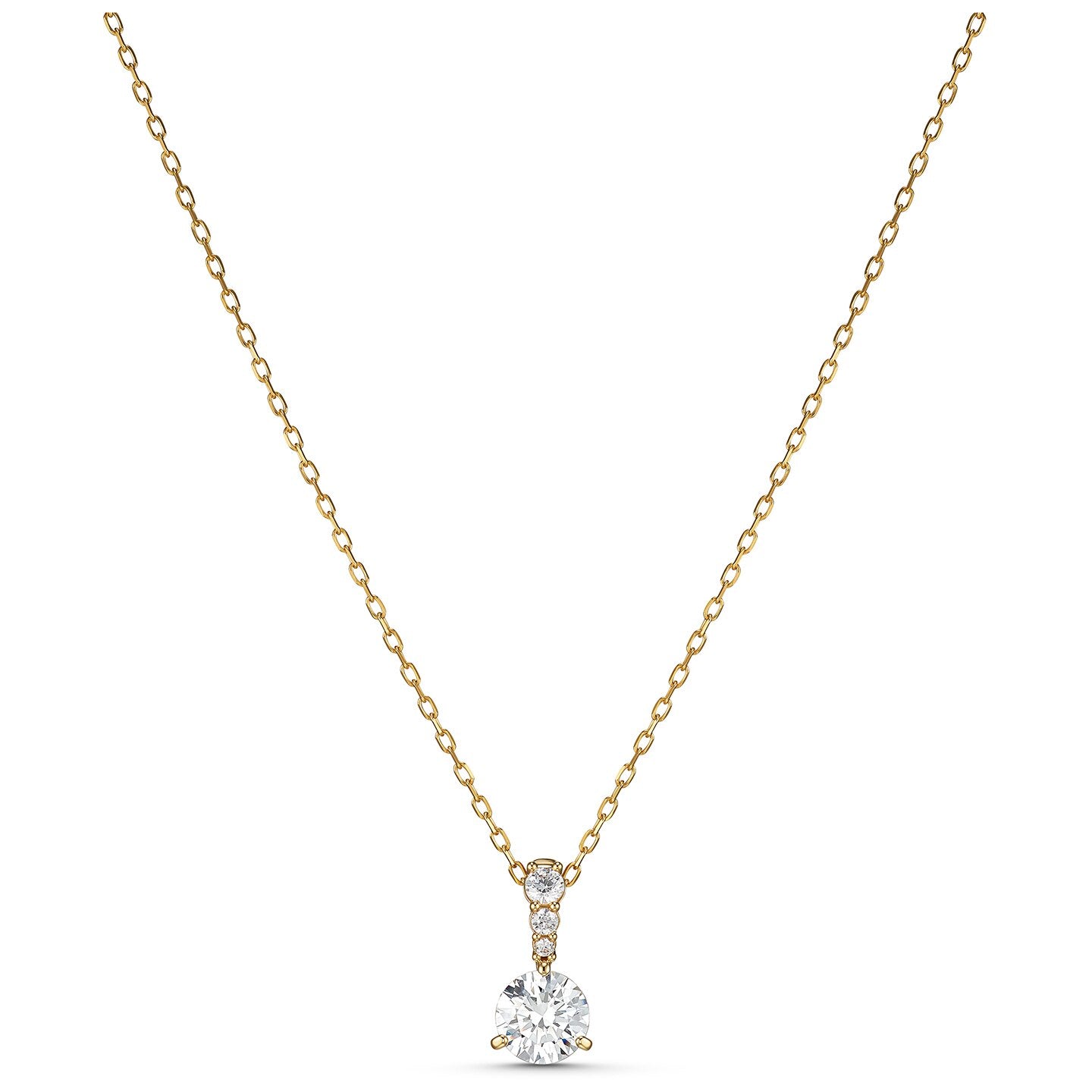 Swarovski Solitaire 7mm Crystal Pendant in Yellow Gold Plating