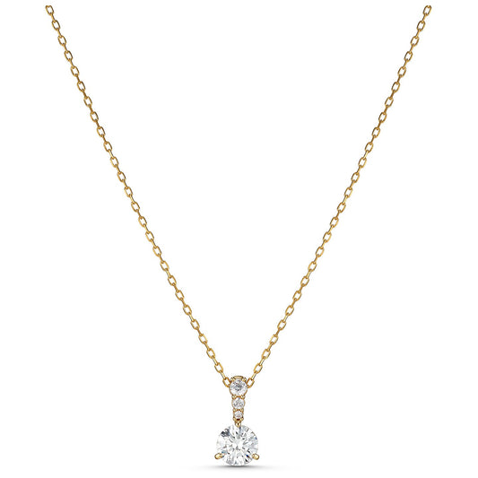 Swarovski Solitaire 7mm Crystal Pendant in Yellow Gold Plating