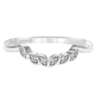 Artcarved Contemporary Diamond Accent Contoured Floral Wedding Band in 14K White Gold