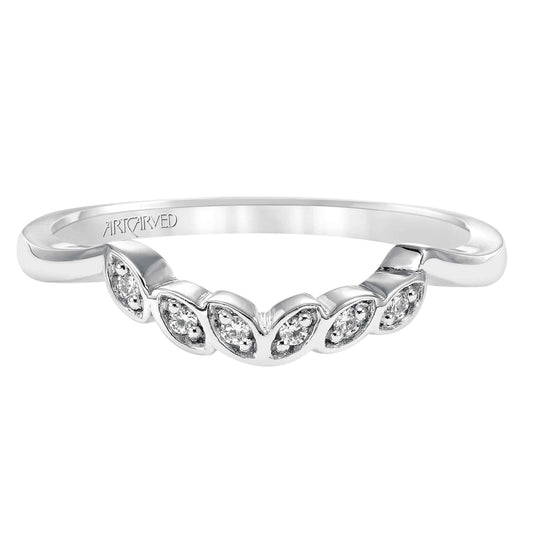 Artcarved Contemporary Diamond Accent Contoured Floral Wedding Band in 14K White Gold