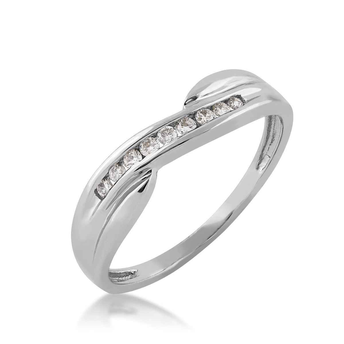 1/10 ct. tw. Diamond Channel Set Ring in 10K White Gold front view