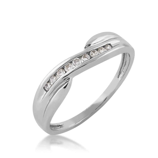 1/10 ct. tw. Diamond Channel Set Ring in 10K White Gold front view