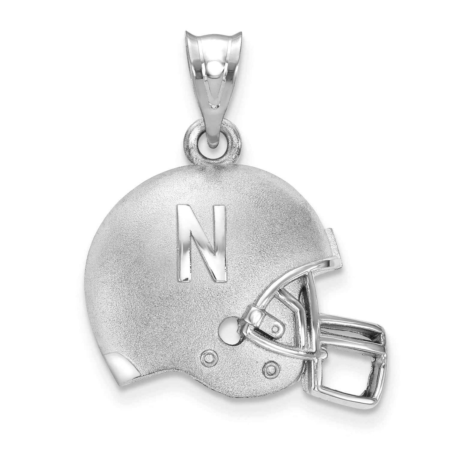 University of Nebraska 'N' Football Helment Pendant in Sterling Silver