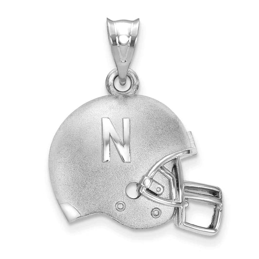 University of Nebraska 'N' Football Helment Pendant in Sterling Silver