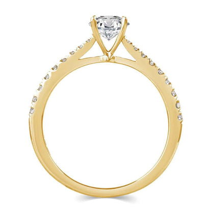 Timeless Collection 1/2 ct. Roun Brilliant Engagement Ring with 1/4 ct. Diamond Band in 14K Yellow Gold front view