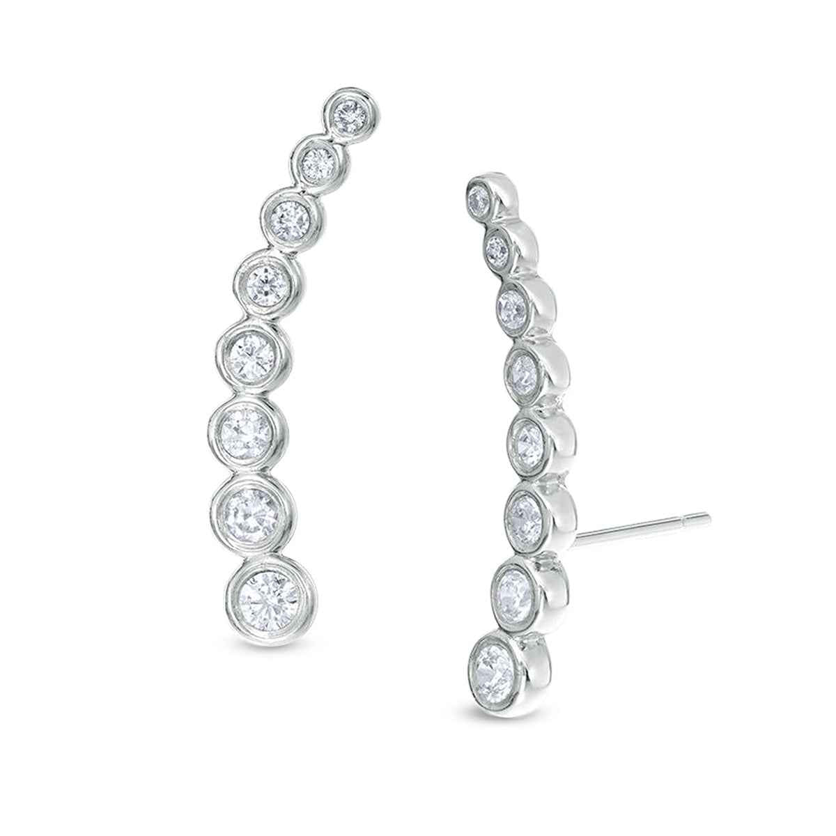 3/8 ct. tw. Diamond Journey Bezel Set Ear Crawlers in 10K White Gold