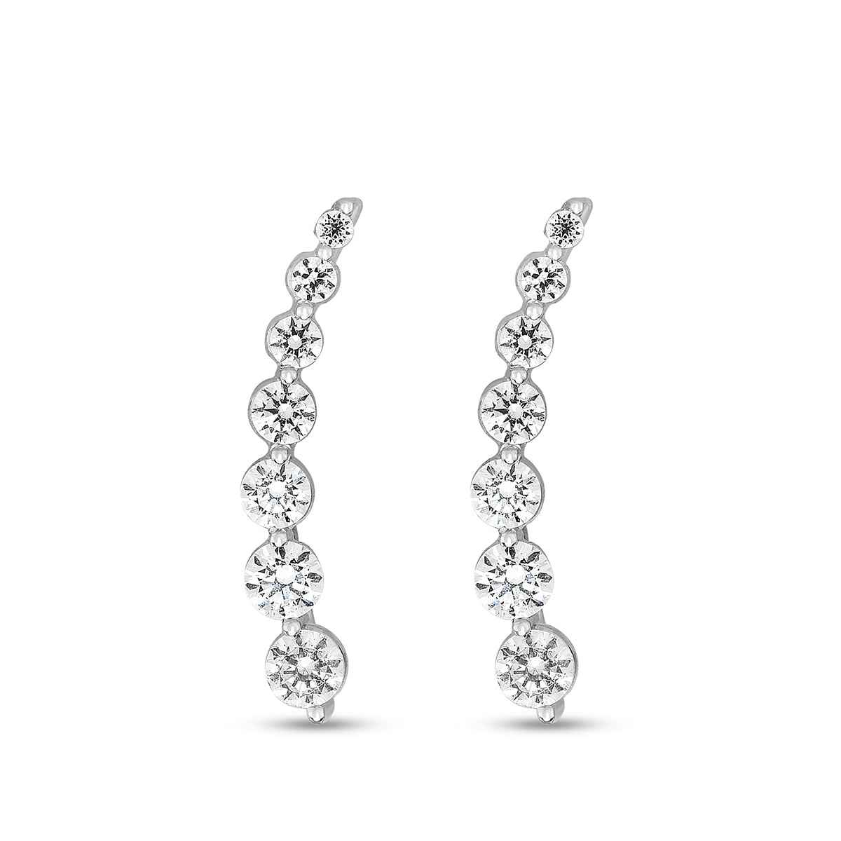 Journey Collection 1-1/5 ct. tw. Round Diamond Tapered Ear Crawlers in 10K White Gold