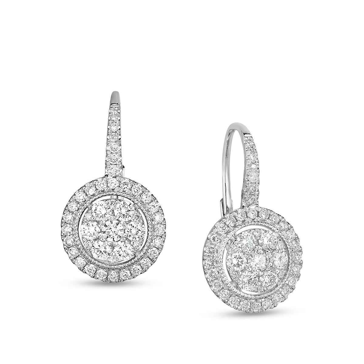 Fairytale Diamonds 1 ct. tw. Round Diamond Cluster Halo Earrings in Sterling Silver