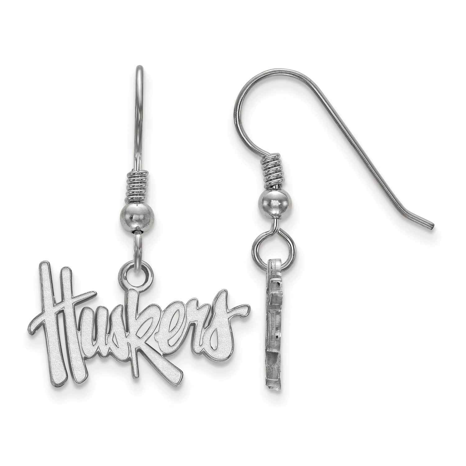 Ladies' Nebraska Huskers Dangle Logo Earrings in Sterling Silver