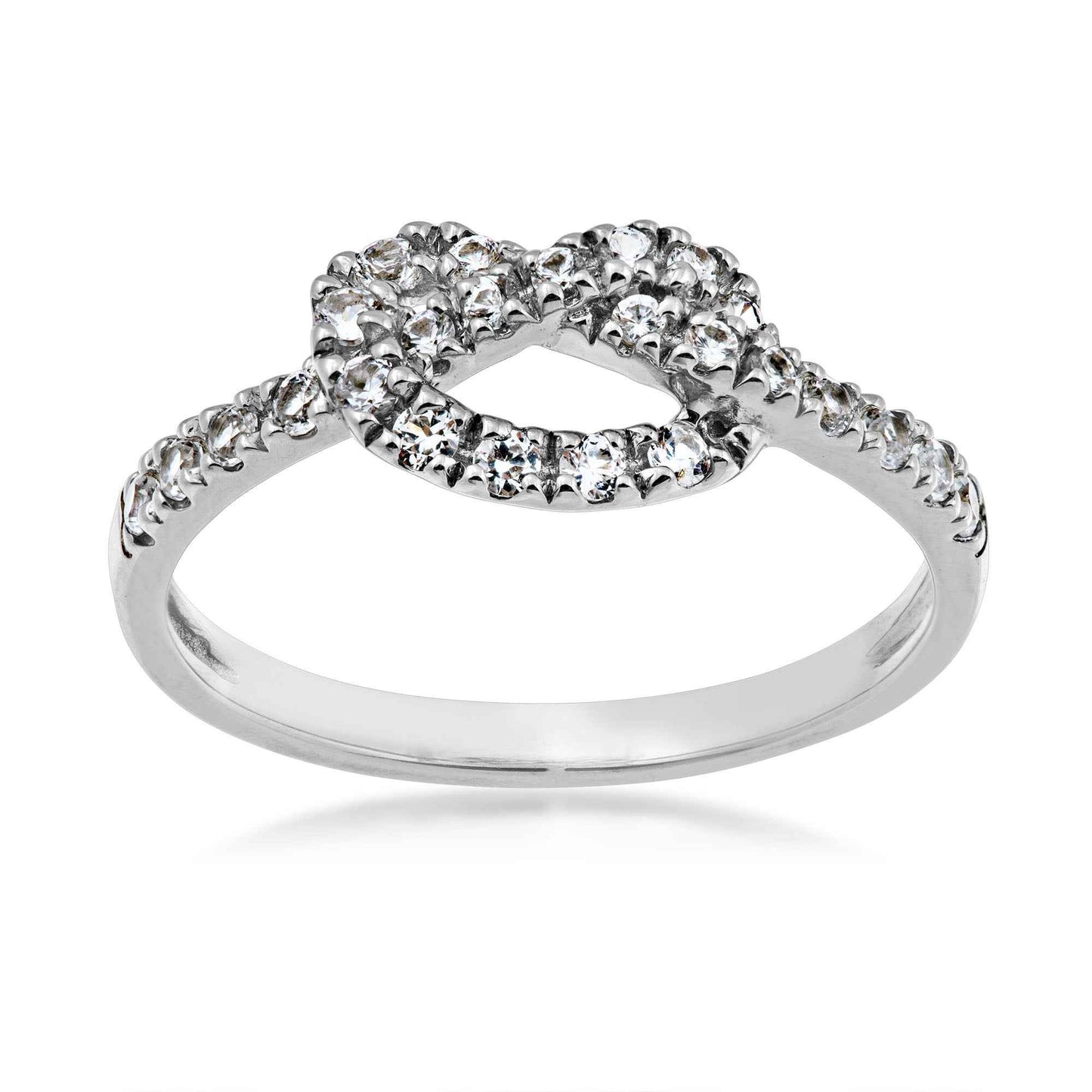 Created White Sapphire Stackable Knot Ring in Sterling Silver