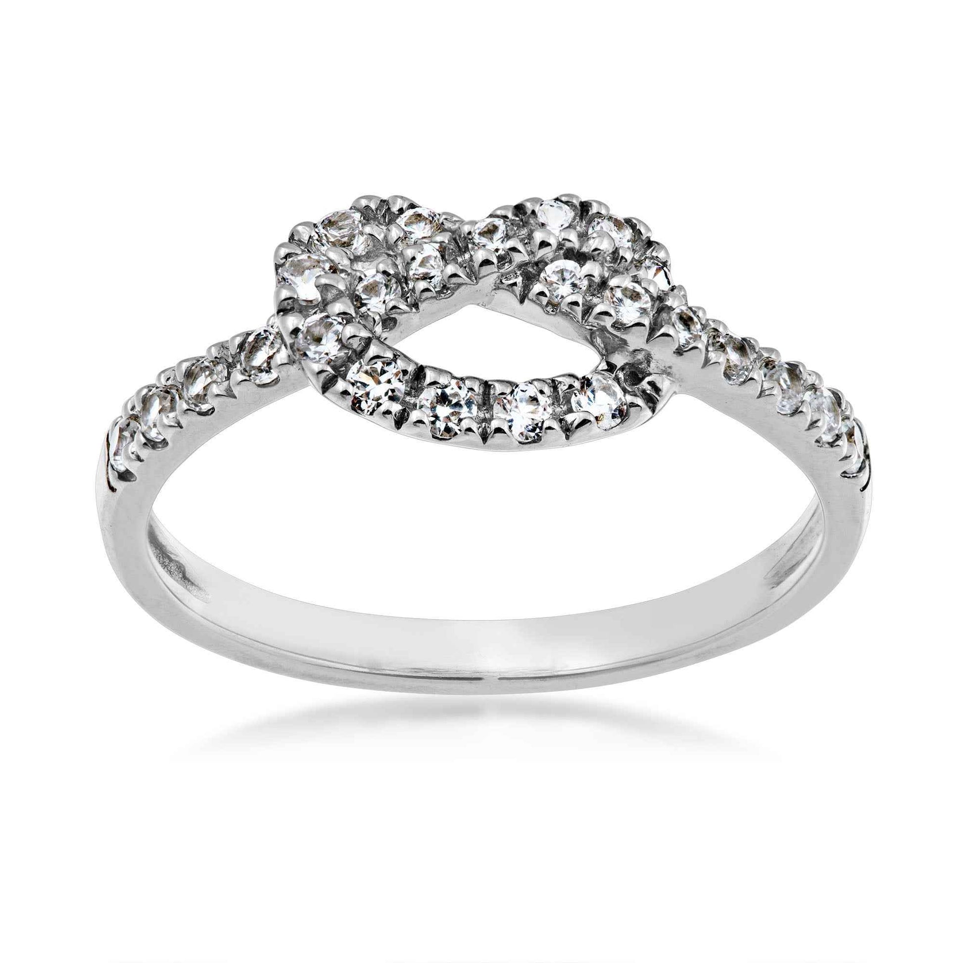 Created White Sapphire Stackable Knot Ring in Sterling Silver