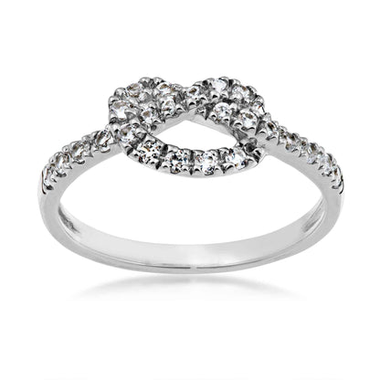Created White Sapphire Stackable Knot Ring in Sterling Silver