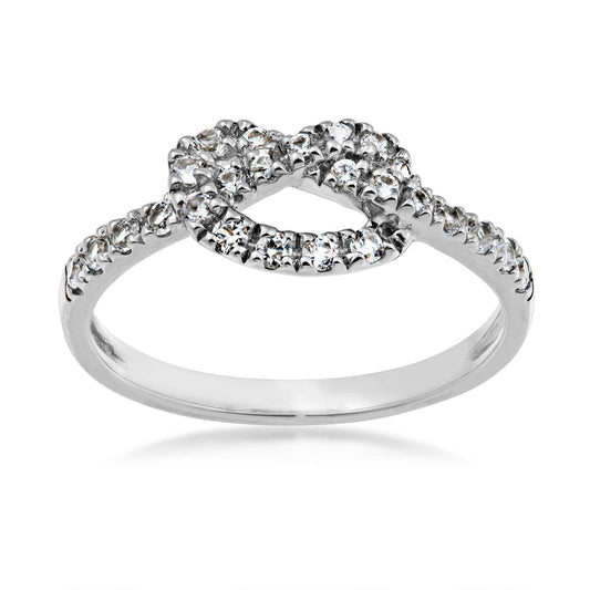 Created White Sapphire Stackable Knot Ring in Sterling Silver