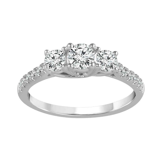 Adamante 1 ct. tw. Round Brilliant 3-Stone Lab-Grown Diamond Engagement Ring in 14K White Gold