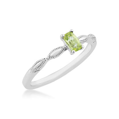Peridot Cushion Cut Stackable Fashion Ring in Sterling Silver front view