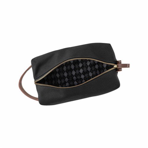 Personalized Embroidered Waxed Canvas & Leather Dopp Kit front view
