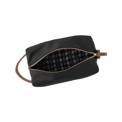Personalized Embroidered Waxed Canvas & Leather Dopp Kit front view (2)