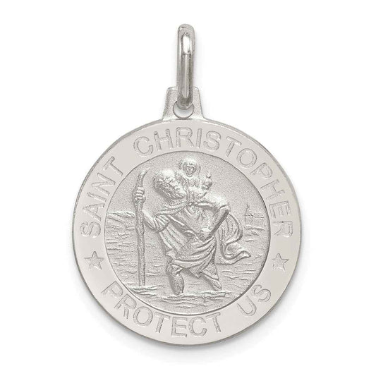 Round Saint Christopher Medal Charm in Sterling Silver