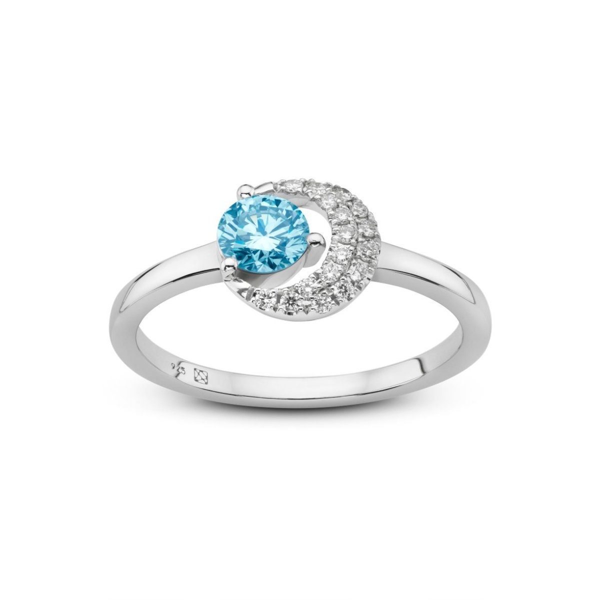 Lightbox Lab-Grown Diamond 1/2ct. tw. Blue and White Fashion Ring in Sterling Silver