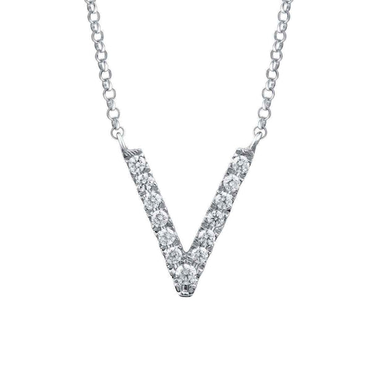 1/10 ct. tw. Diamond Letter V 10mm Pendant in 10K White Gold
