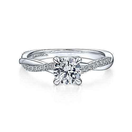 Gabriel & Co. 1/7 ct. tw. Round Brilliant Twist Semi-Mount Engagement Ring in 14K White Gold